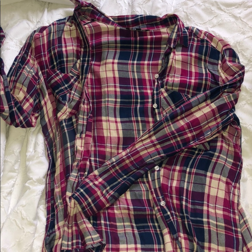 Express pink and navy flannel
